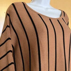 Chelsea & Theodore Tan and Black Ribbed Sweater